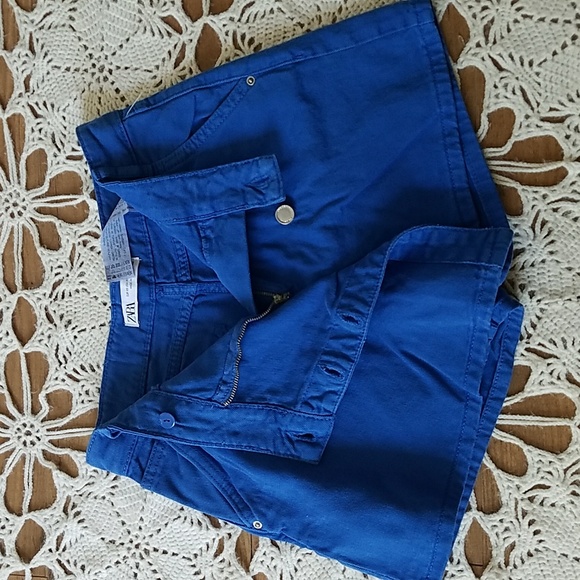 NWOT Zara High Waist Bright Blue Skorts - Picture 10 of 13